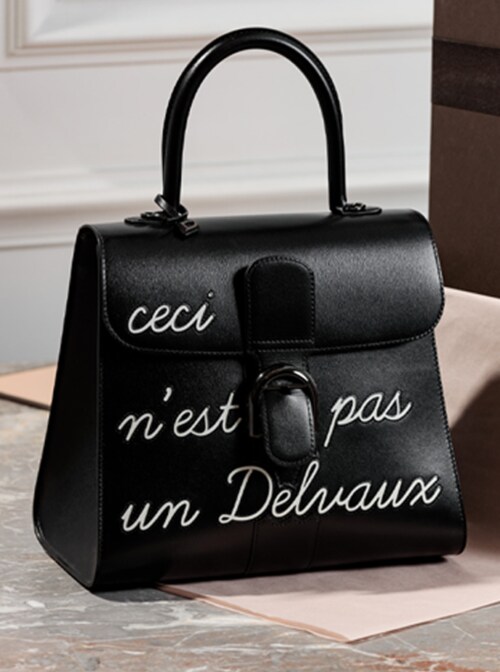 Delvaux leather handbag, model Brillant MM Black 'Ceci n'est pas un Delvaux'